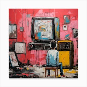 Kid and TV Canvas Print
