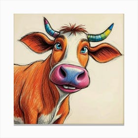 Cow With Horns 13 Canvas Print