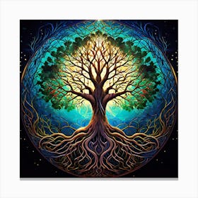 Tree Of Life, A Tree Of Life With Interconnected Roots And Branches Representing Unity And Growth 1 Canvas Print