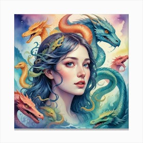 Dragons And Mermaids Canvas Print