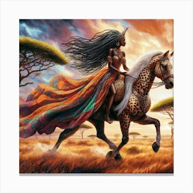 Afro-American Woman On Horseback Canvas Print