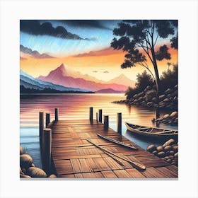 Sunset At The Dock 3 Canvas Print