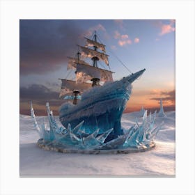 Beautiful ice sculpture in the shape of a sailing ship 15 Canvas Print