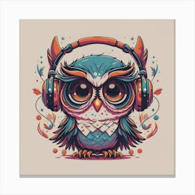 Owl With Headphones Canvas Print