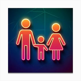 Neon Family Icon 3 Canvas Print