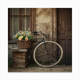 Old Bicycle With Flowers Canvas Print