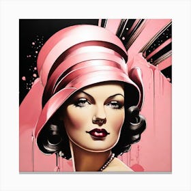 Woman In A Hat - Art Deco Style Woman In Bikini Splash Canvas Print