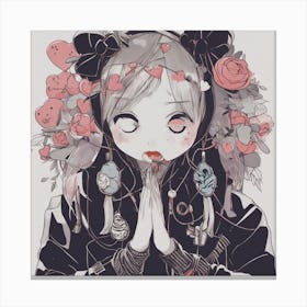 Anime Girl With Flowers Canvas Print