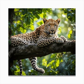 Leopard Resting On A Tree art print Canvas Print