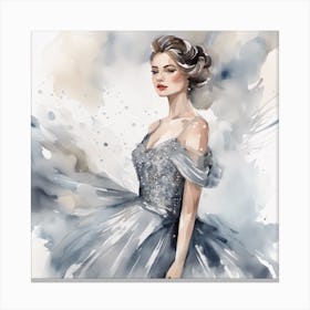 Watercolor Of A Woman In A Dress 4 Canvas Print