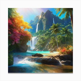 Tropical Landscape Painting 5 Canvas Print