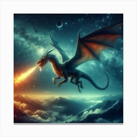 Dragon Flying In The Sky Canvas Print