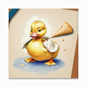 Duck With Pizza Canvas Print