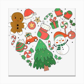 Christmas Heart Christmas Tree Snowman Gingerbread Santa Canvas Print