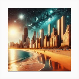 Chicago Skyline - Futuristic Art Canvas Print