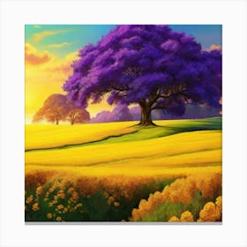 Purple Tree In A Field 1 Canvas Print