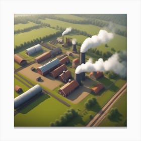 Aerial View Of A Factory 1 Canvas Print
