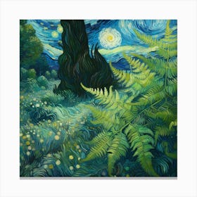 Van Gogh style, Green fern Canvas Print