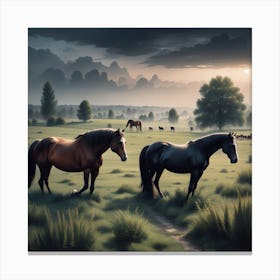 Horses In The Meadow 8 Canvas Print