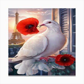 Dove In Paris Canvas Print