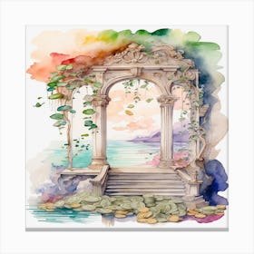 Watercolor Of An Archway Canvas Print
