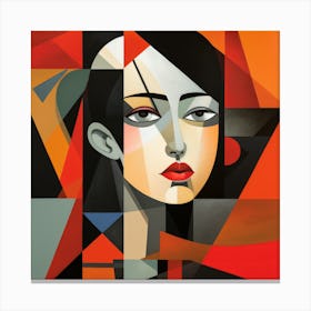 Cubism Shapes Asian Woman 04 Canvas Print