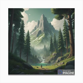 Mountain In The Forest Canvas Print