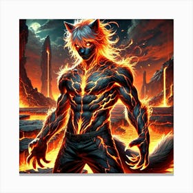 Ronan In His Hybrid Form, Blending Human And Wolf Canvas Print