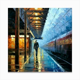 Train Station At Night 5 Canvas Print