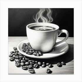 A Captivating Portrait Of A Coffee Wall Art Detailed In Subtle Pencil Shading Integrate Coffee Canvas Print