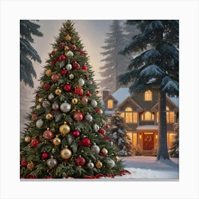 Christmas Tree In The Snow 1 Canvas Print