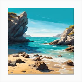 Overhanging Rocks, Beach Cove Canvas Print
