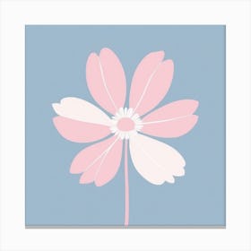 A White And Pink Flower In Minimalist Style Square Composition 25 Canvas Print