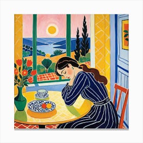 Woman At The Table 6 Canvas Print