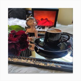 Coffee And Roses Canvas Print