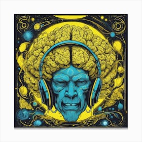 Cosmic Brain With Headphones 1 Canvas Print