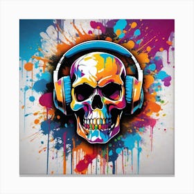 Skull With Headphones 52 Canvas Print