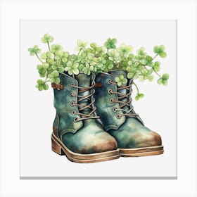 Boots With Shamrocks Canvas Print