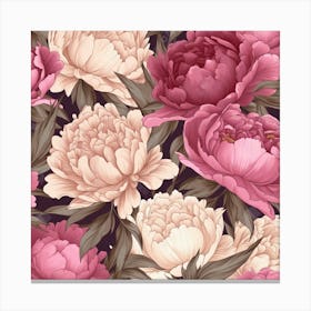 Peony Seamless Pattern 1 Canvas Print