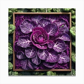 Frame Created From Red Cabbage Sprouts On Edges And Nothing In Middle Ultra Hd Realistic Vivid Co (3) Canvas Print