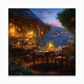 Dinner In The Garden Canvas Print