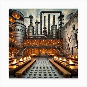 Refinery Flame Oil Refinery Macedonian Restaurant Canvas Print