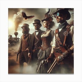 Steam Punk Cowboys 3/4  (time travel old west future west world western outlaw sci-fi fantasy) Canvas Print