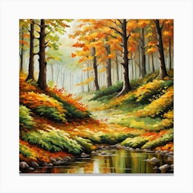 Forest In Autumn In Minimalist Style Square Composition 93 Canvas Print