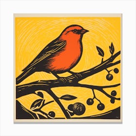 Retro Bird Lithograph American Goldfinch 2 Canvas Print