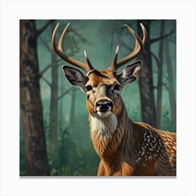 Deer In The Woods 26 Canvas Print