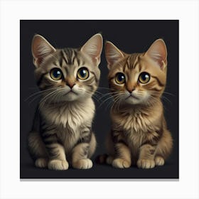Isometric cute adorable big eyes spacecat male and a female kawaii cat, teasing mood, professional graphics, clipart for t-shirt print 122 Canvas Print