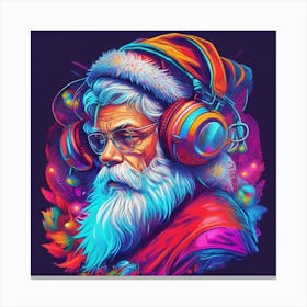 Santa Claus With Headphones Canvas Print