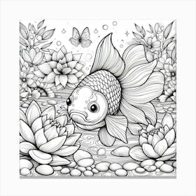 Line Art gold fish 2 Canvas Print