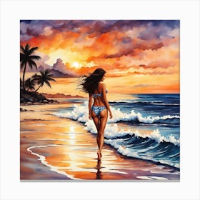 Sunset On The Beach Canvas Print